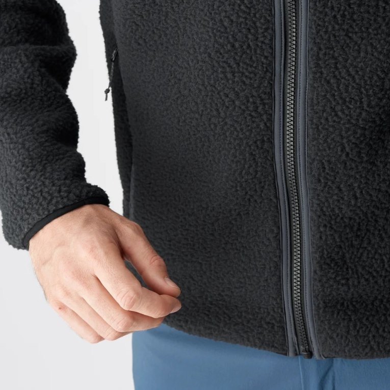 Pánské Bundy Salomon Outline Warm Teddy Full Zip Černé | CZ 83QPXNZ